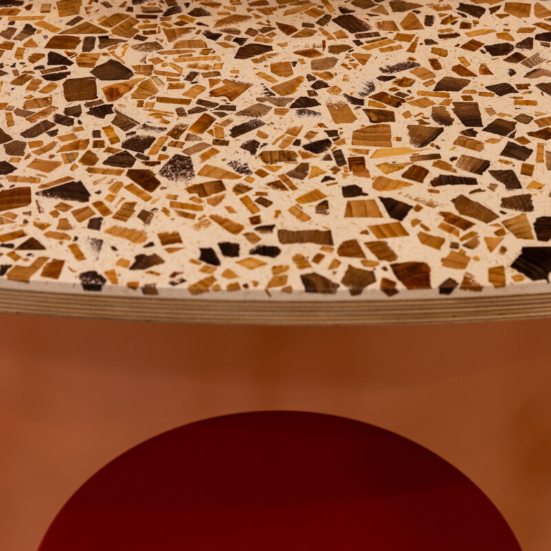 Textured wood chip table finishes