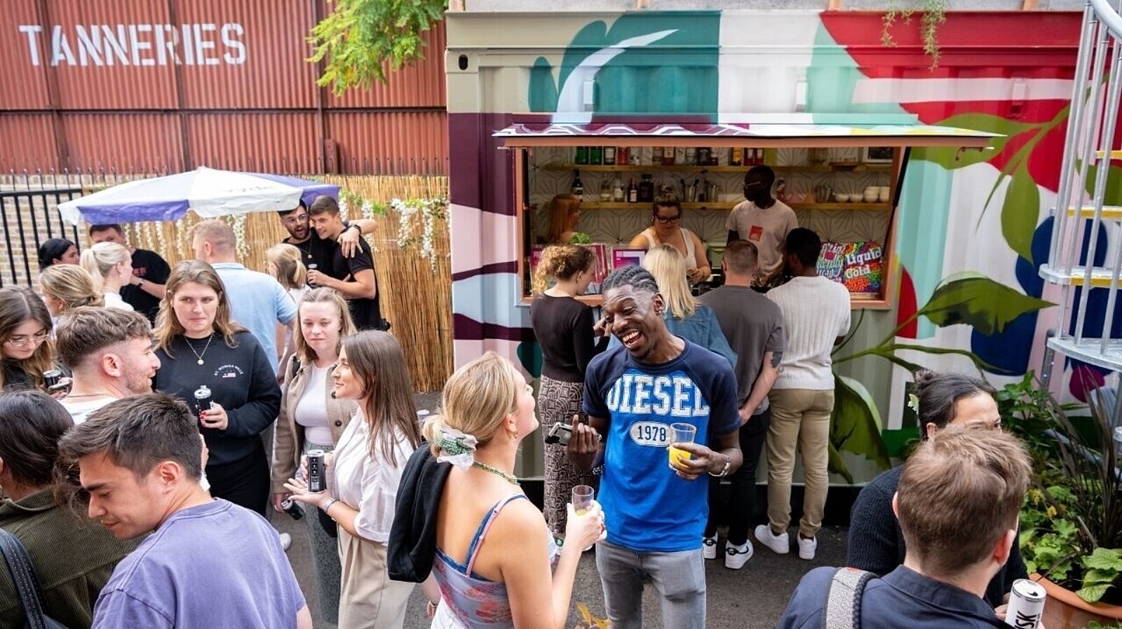 Runway East, London Bridge. Community and  Colourful activity in the Yard