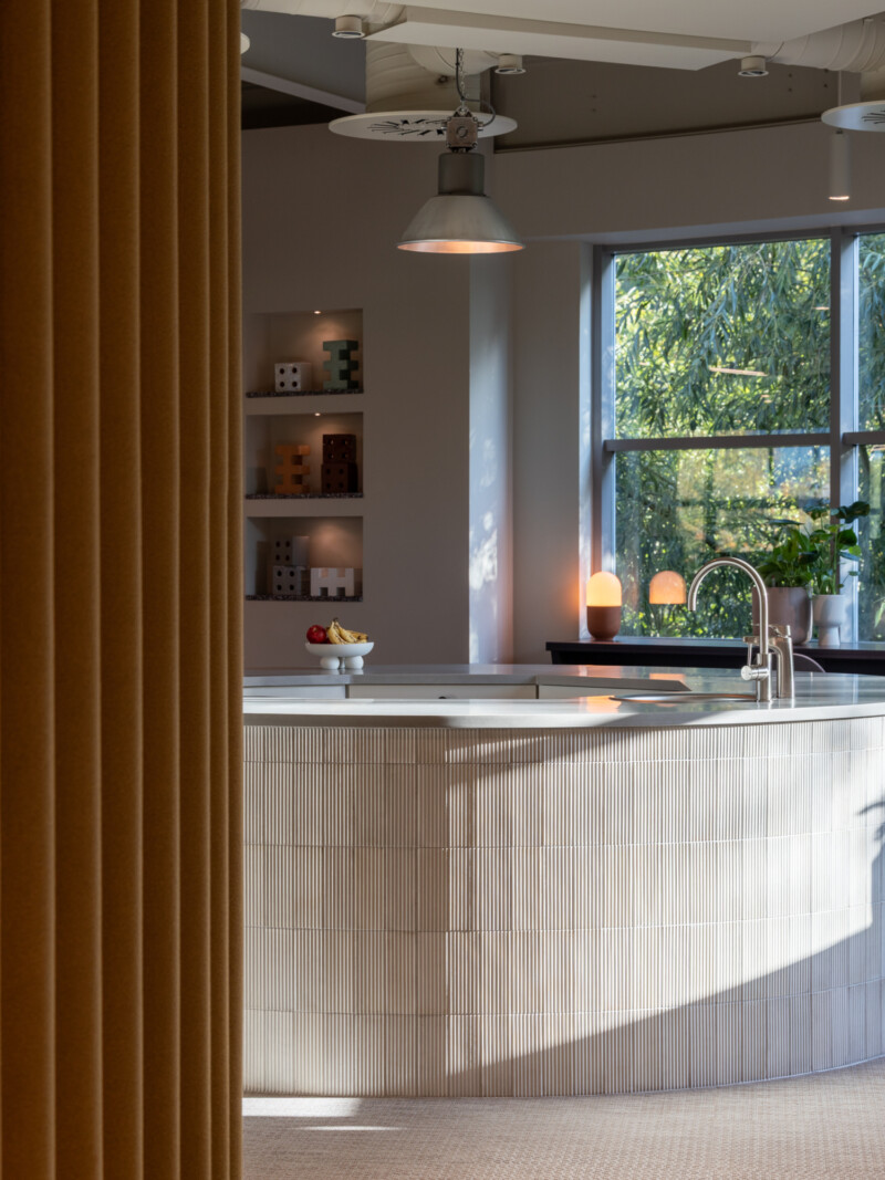Breakout kitchen space in sunlight at TMT group HQ workspace