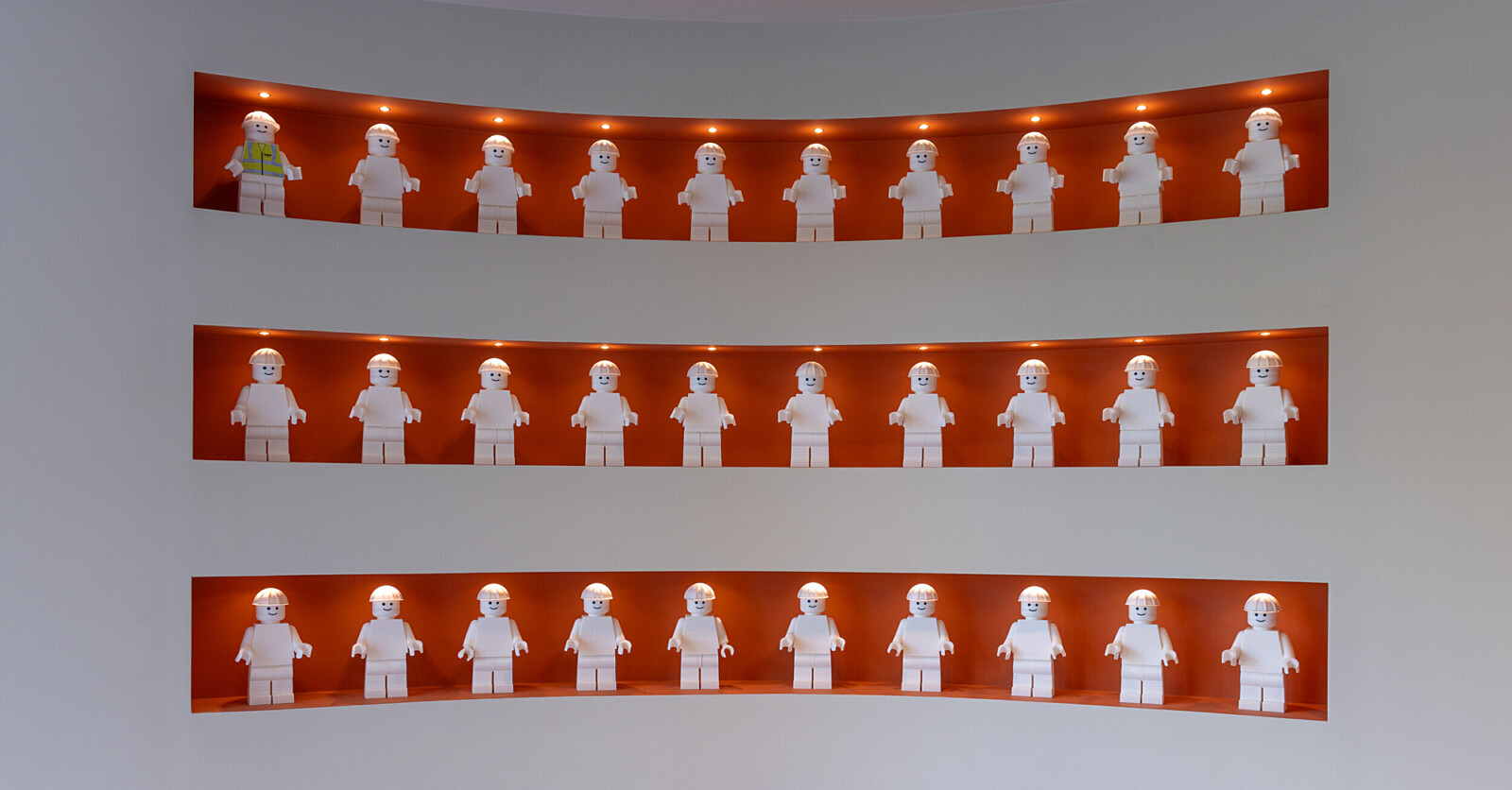 3D printed lego men at the reception of TMT Group HQ workspace
